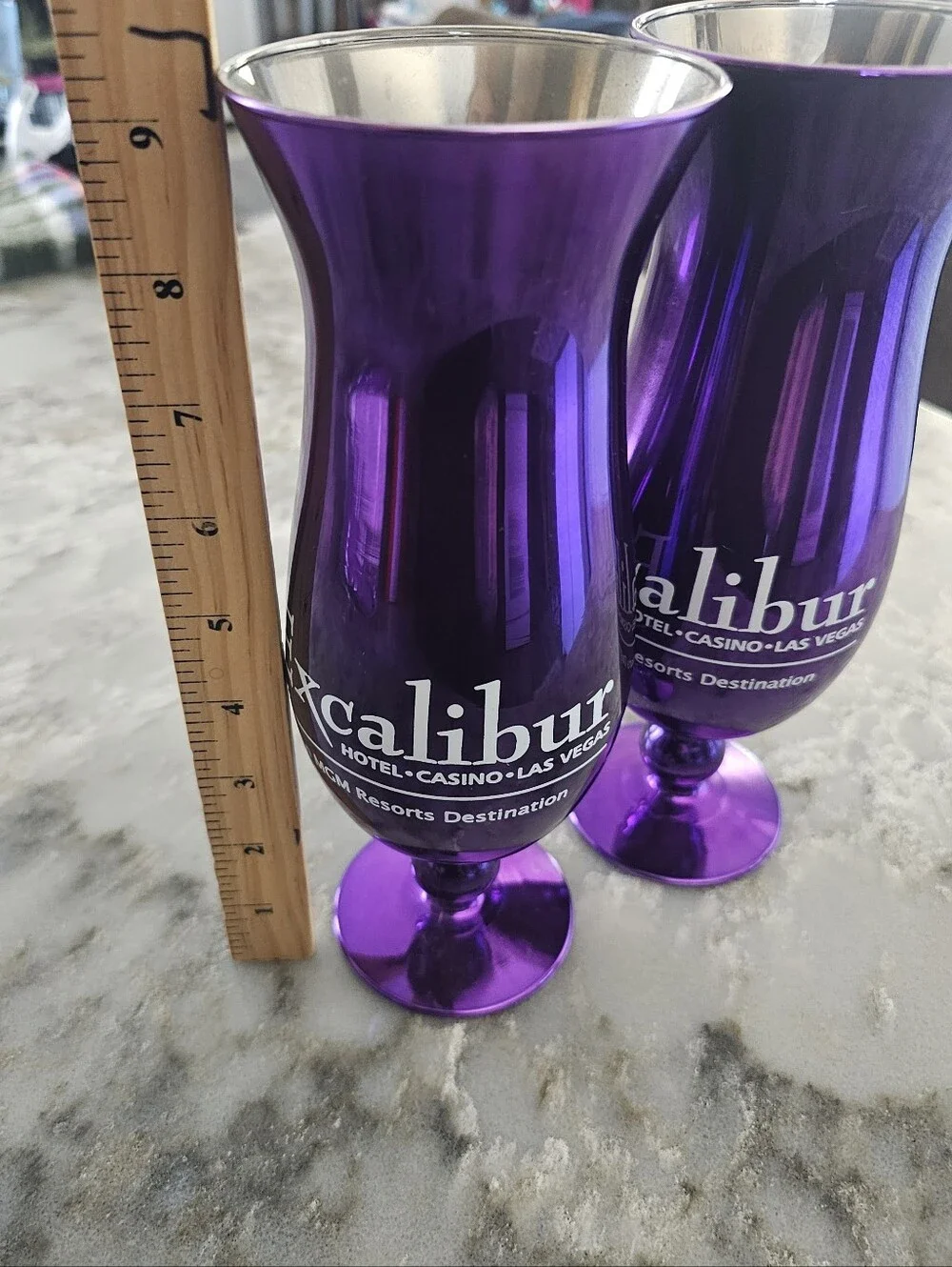 Excalibur Hotel Casino Las Vegas Purple Drinking Cocktail Glassed Souvenir